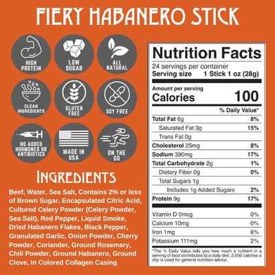 Fiery Habanero Beef Stick (3-Pack)
