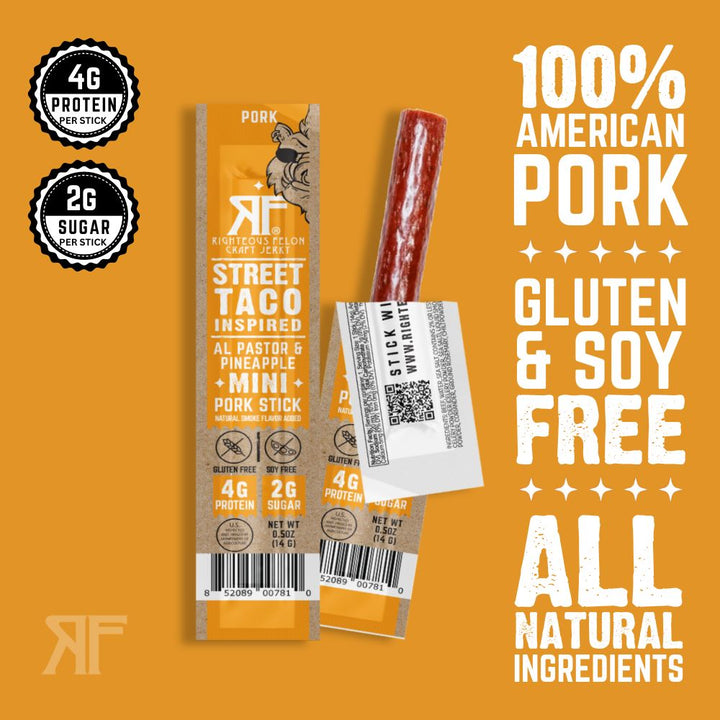 MINI Street Taco Pork Stick .5oz (24ct) – Righteous Felon Craft Jerky