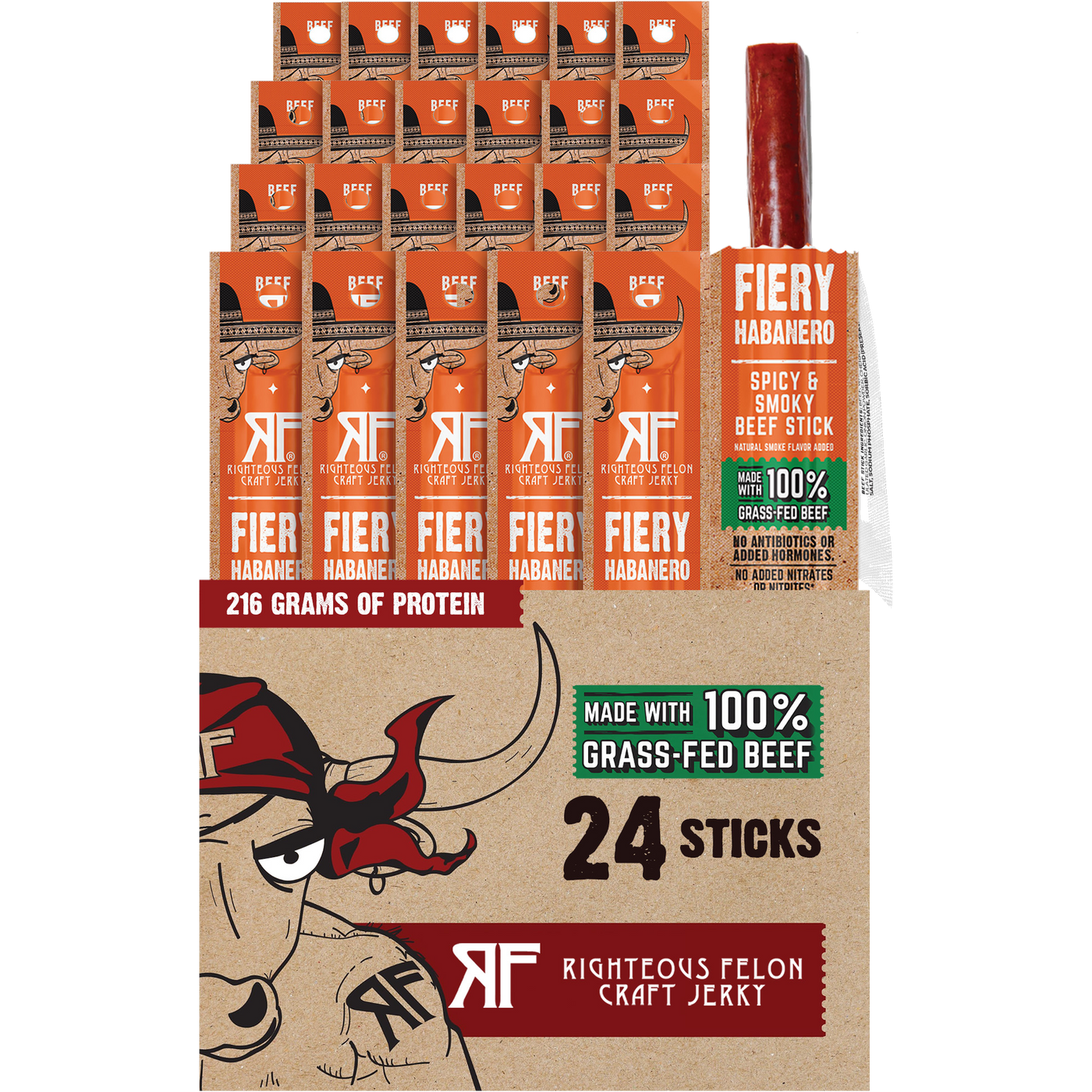 Fiery Habanero Beef Stick (24-Pack) – Righteous Felon Craft Jerky