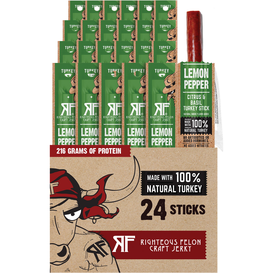 Lemon Pepper Turkey Stick (24-Pack) – Righteous Felon Craft Jerky