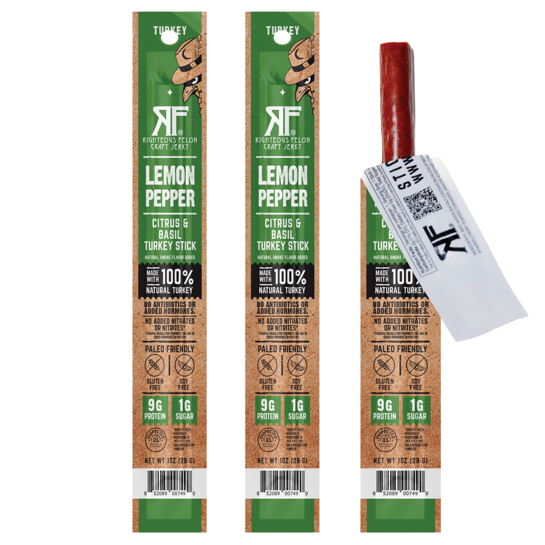 Lemon Pepper Turkey Stick (3-Pack) – Righteous Felon Craft Jerky