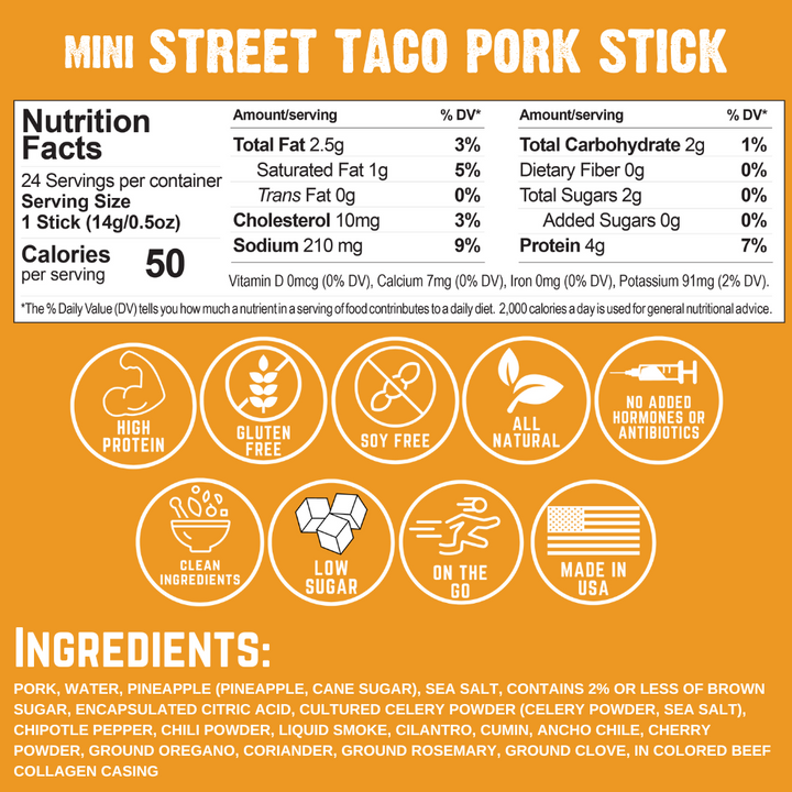 MINI Street Taco Pork Stick .5oz (24ct) – Righteous Felon Craft Jerky
