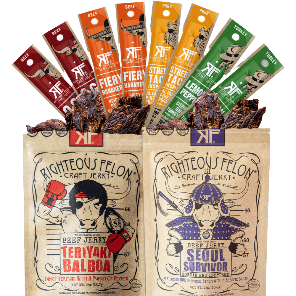 New Righteous Flavors Bundle, 8 sticks, 2 bags of jerky