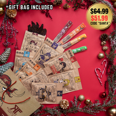 Samp 12 with gift bag on holiday background, 20% off with code "SANTA"