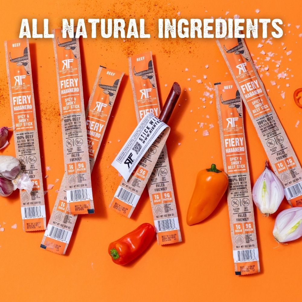 "All Natural Ingredients", RF Fiery Habanero beef sticks