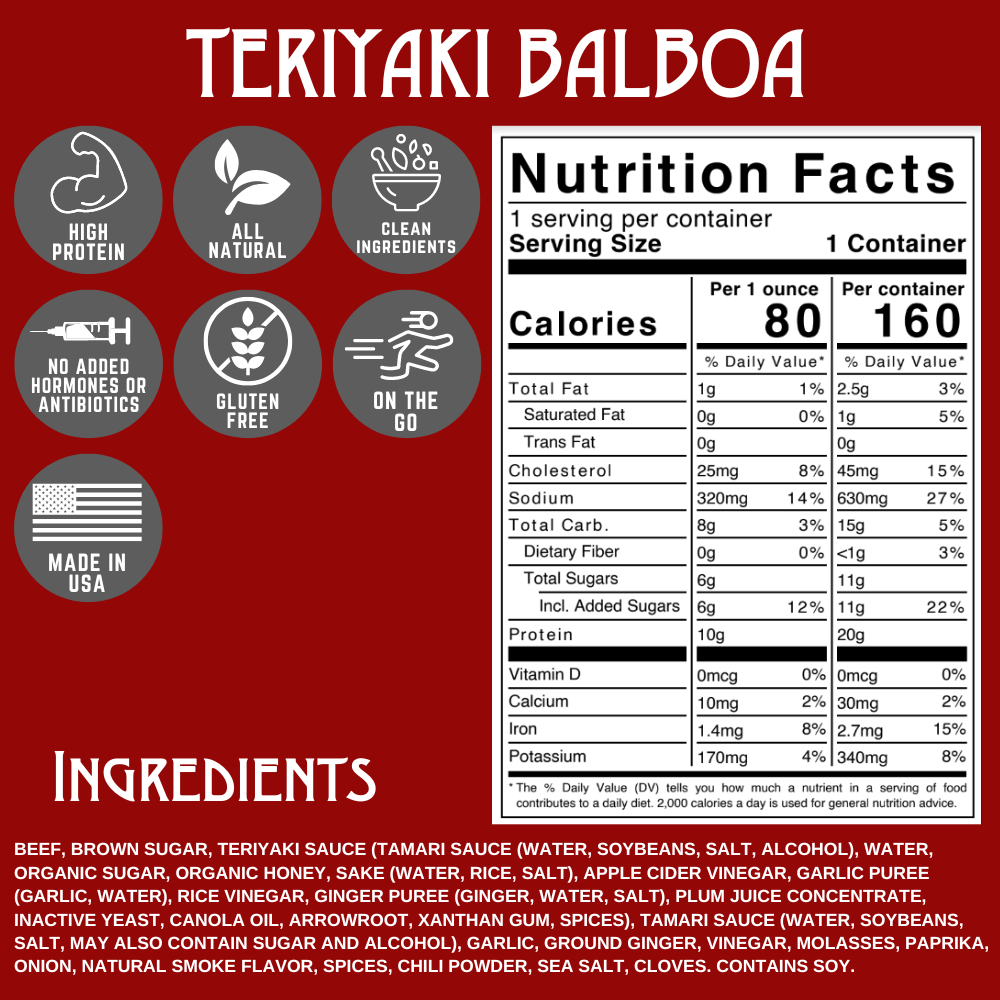 Teriyaki Balboa Beef Jerky (8-pack)