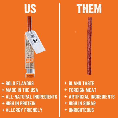Us vs. Them meat stick graphic