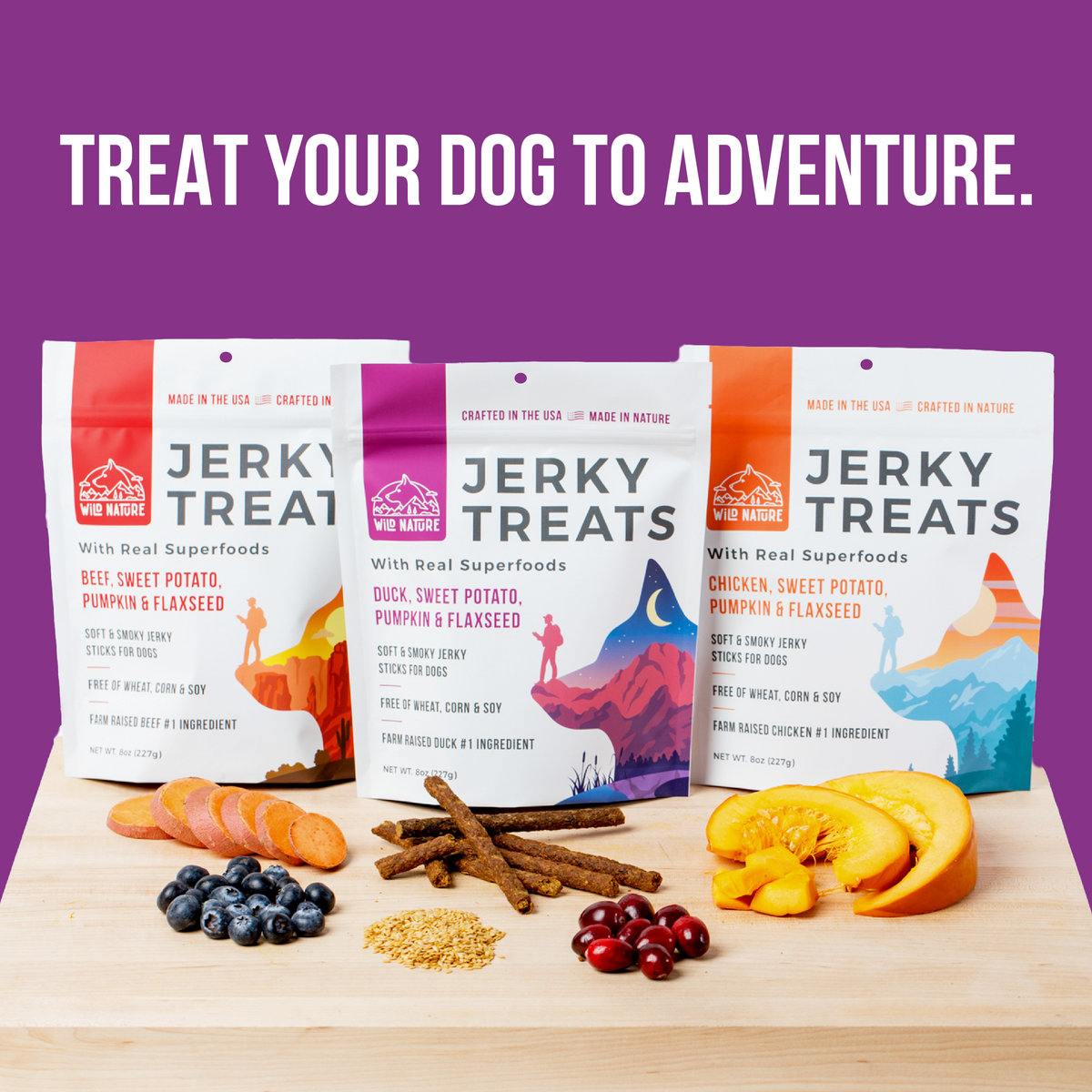 WILD RANGER DUCK &amp; SUPERFOODS JERKY DOG TREATS 8OZ