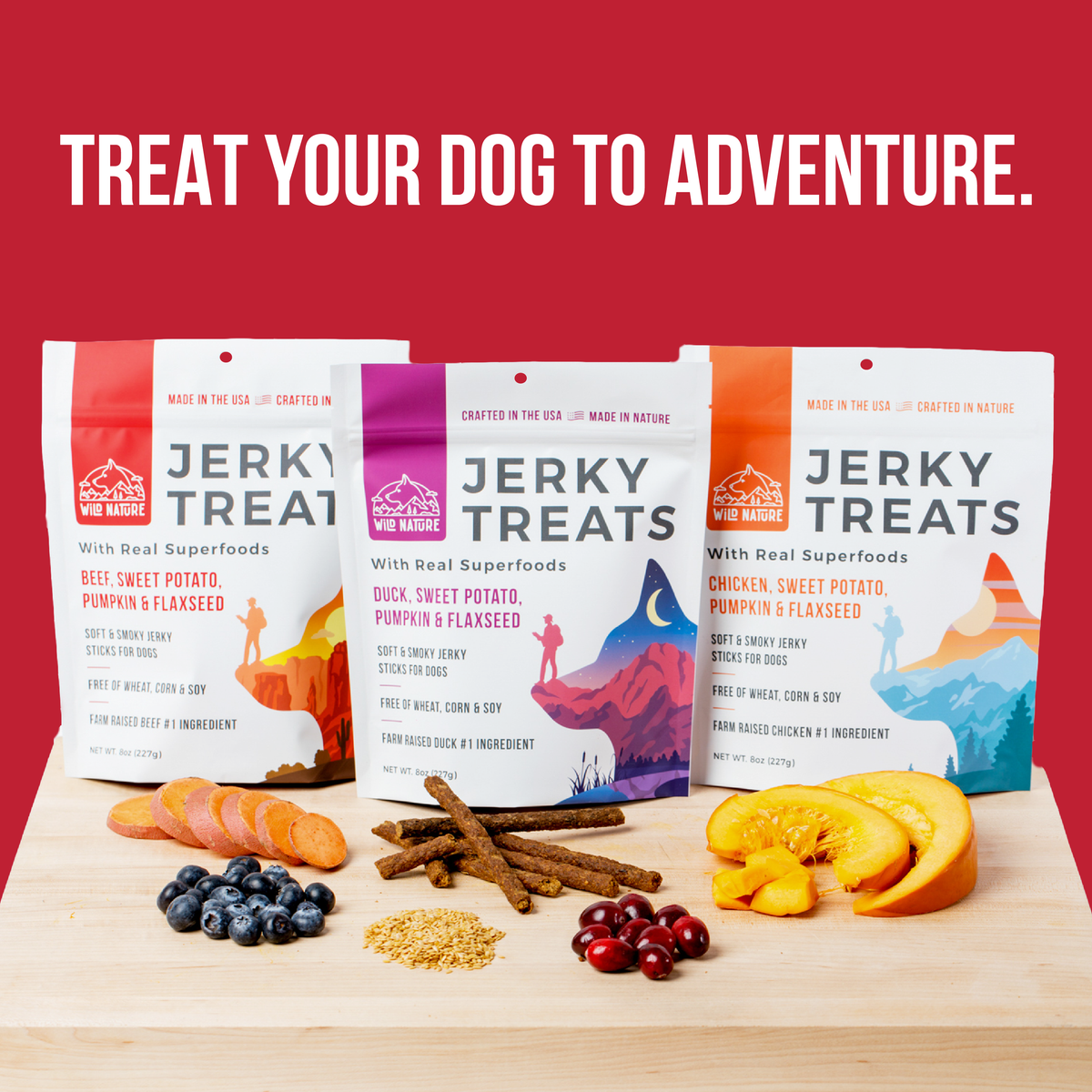 WILD RANGER BEEF &amp; SUPERFOODS JERKY DOG TREATS 8OZ