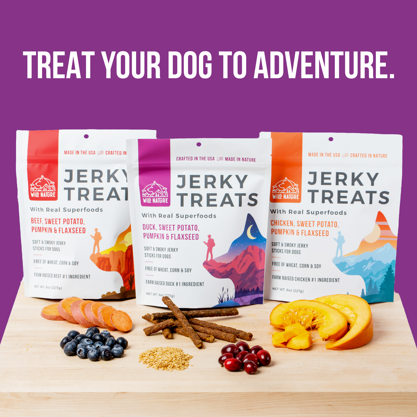 Wild Ranger Jerky Dog Treats Variety 3-Pack