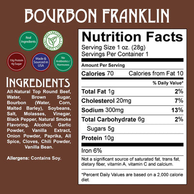Bourbon Franklin Beef Jerky (8-pack)