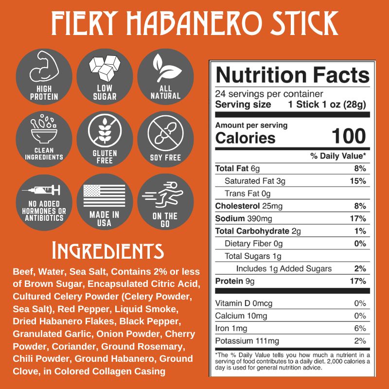 Fiery Habanero Beef Stick (24-Pack)