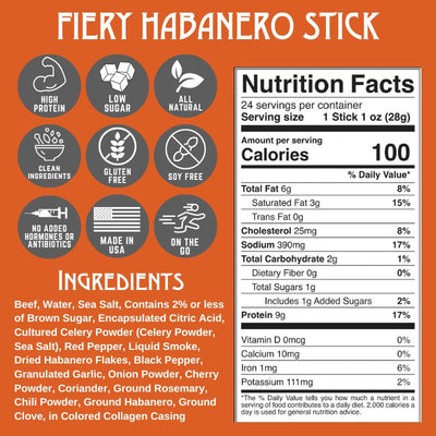 Fiery Habanero Beef Stick (24-Pack)